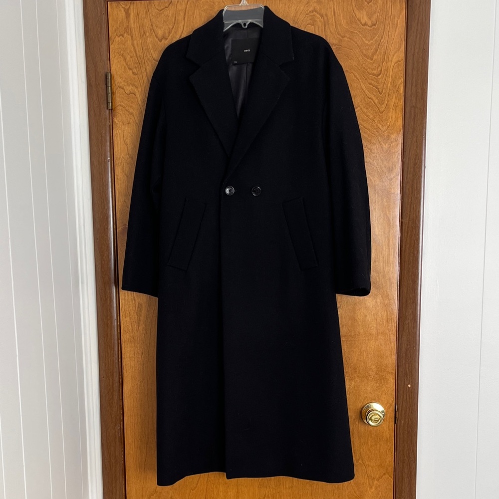 Mango Women’s Long Black Wool Coat